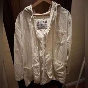 Guess White Hooded Cotton Jacket XL